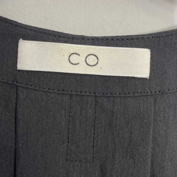 CO Collections V-Neck Blouse in Cotton Blend Poplin Black S Luxury Minimalist